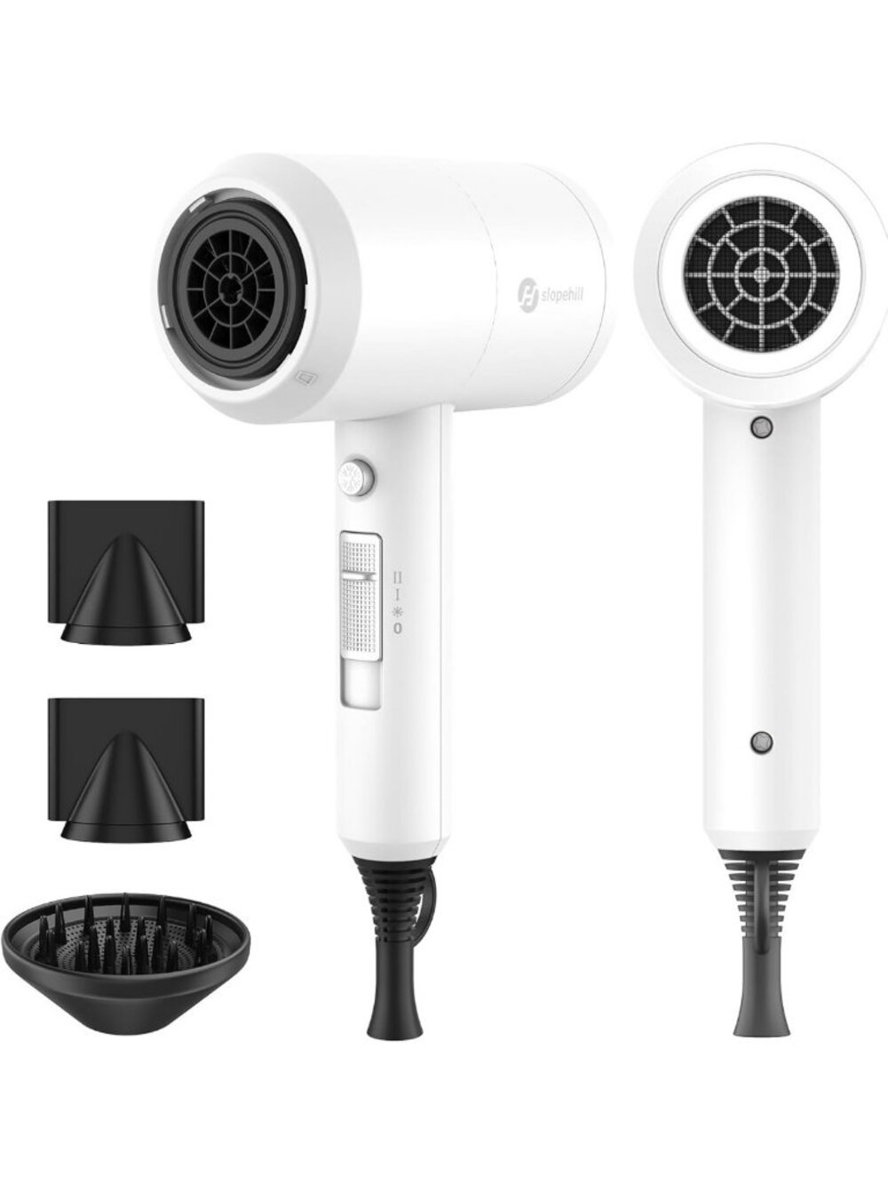Powerful 1800W Ionic Hair Dryer, Fast Drying, Low Noise, 2 Nozzles & Diffuser